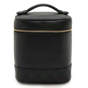 CHANEL Black Leather Logo Pouch